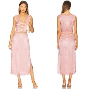 LPA Daphne Lace Midi Dress in Light Pink Size Small NEW! New without tags!
